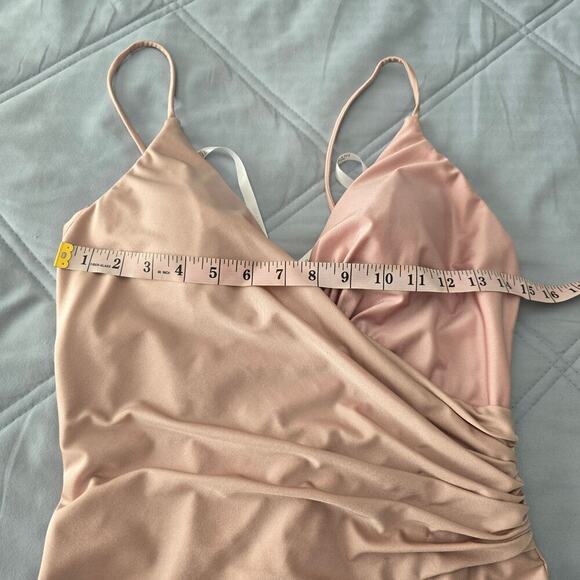 Terani Couture Formal Gown 8 Blush Pink Jersey Knit Mermaid Evening Dress Bride - Picture 9 of 13